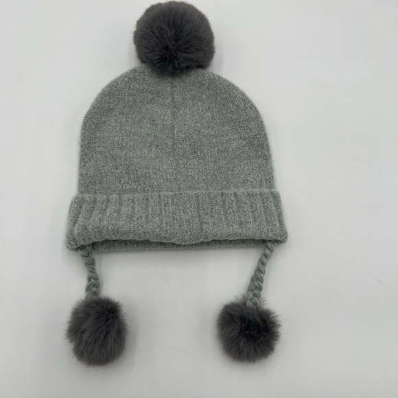 Top Paw Other - Top Paw Gray Soft L/XL Dog Pom Pom Balls Beanie Pet Cap Hat Tassels Winter NWOT